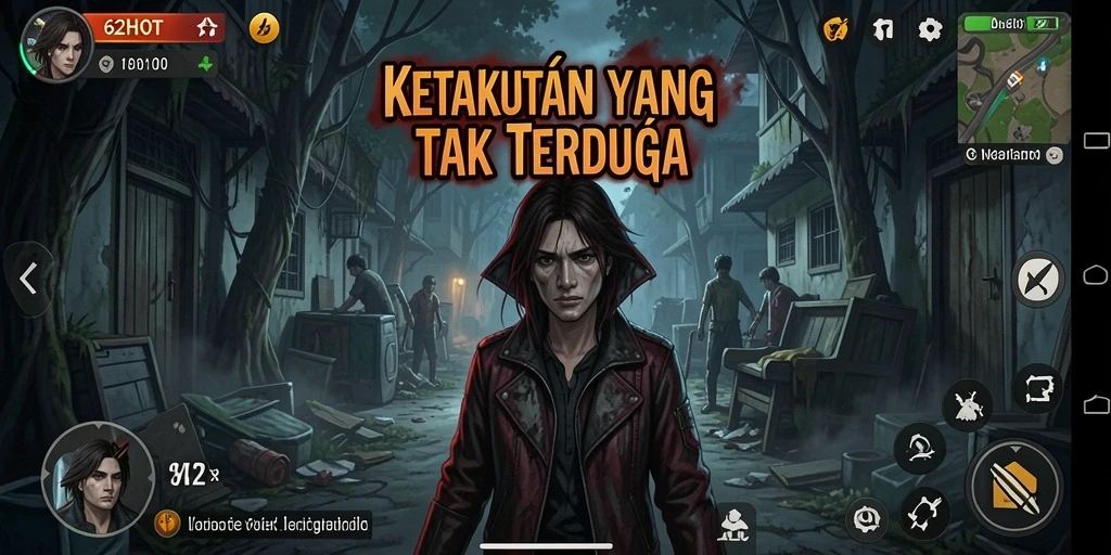 Screenshot menampilkan momen ketegangan dalam gameplay Horror 62HOT.
