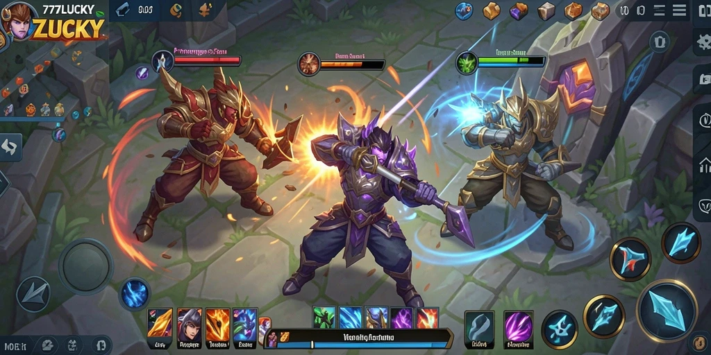 Tampilan gameplay seru dari 777LUCKY dalam pertarungan tim.