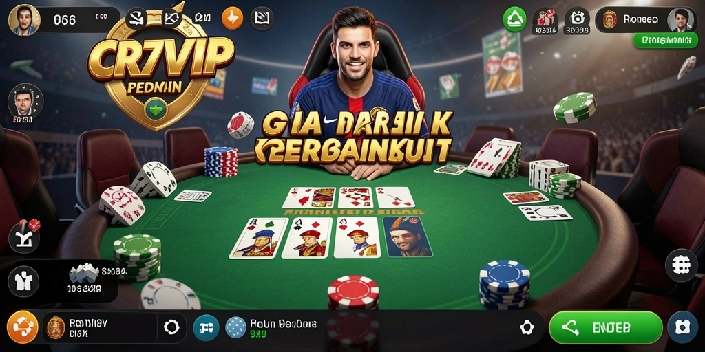 Tampilan animasi permainan poker yang seru dan interaktif.
