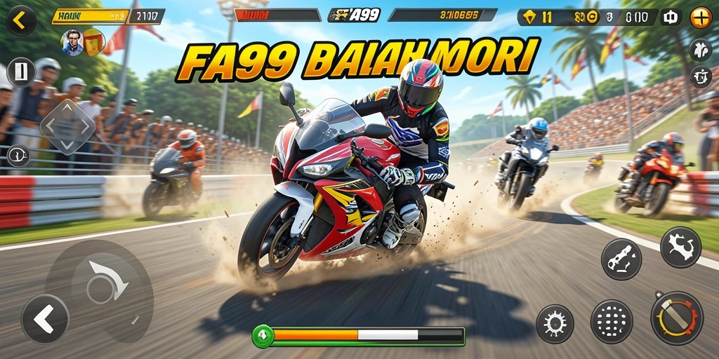 Tampilan gameplay mendebarkan dalam balapan motor FA99.