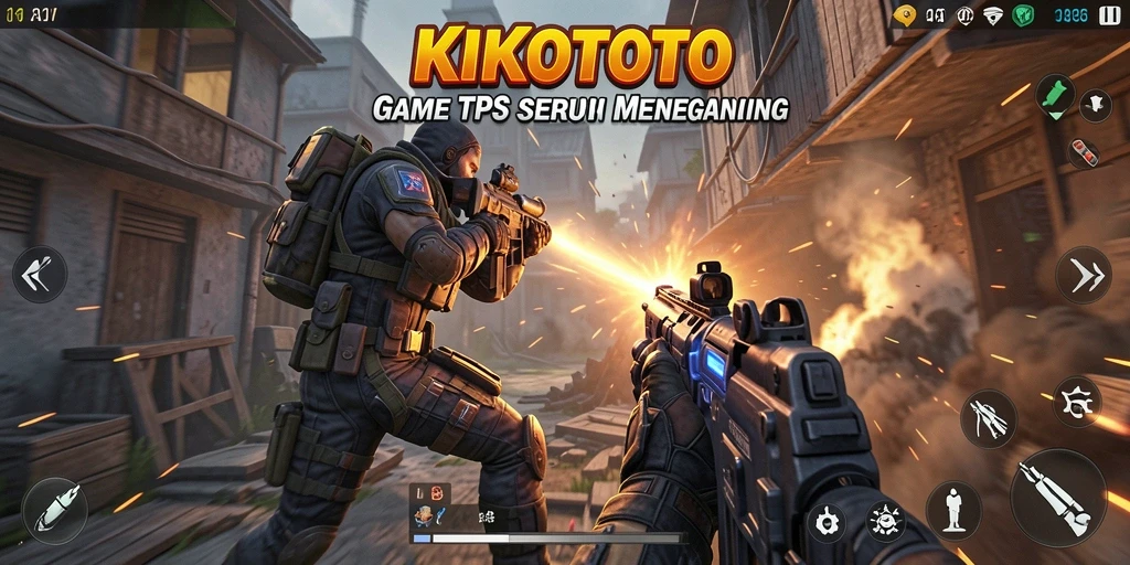 Screenshot gameplay KIKOTOTO yang menunjukkan aksi tembak-tembakan seru.