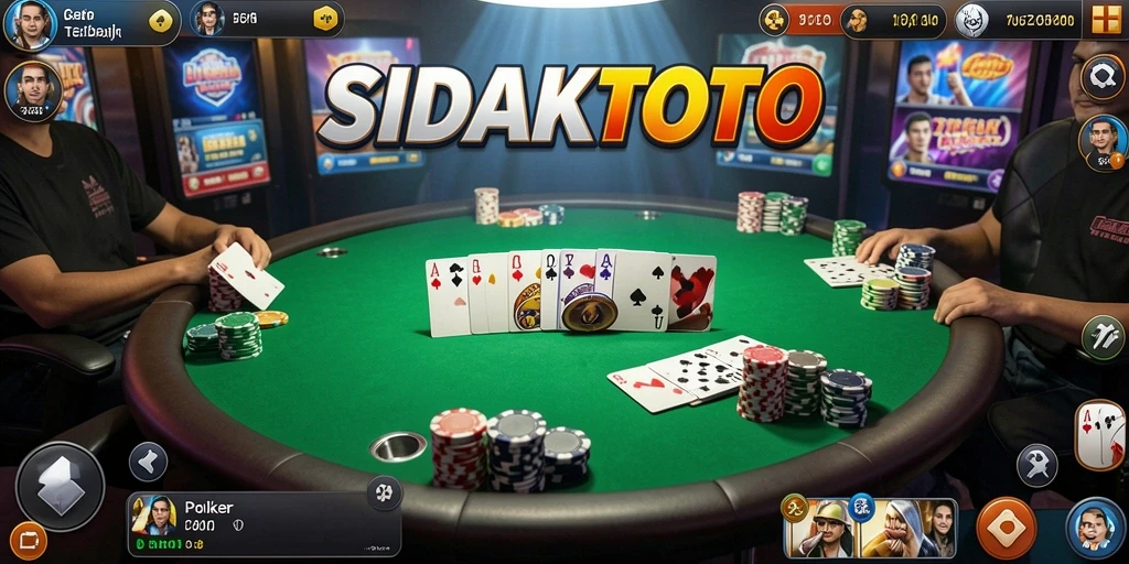 Tampilan gameplay seru dalam aplikasi poker yang mendebarkan.