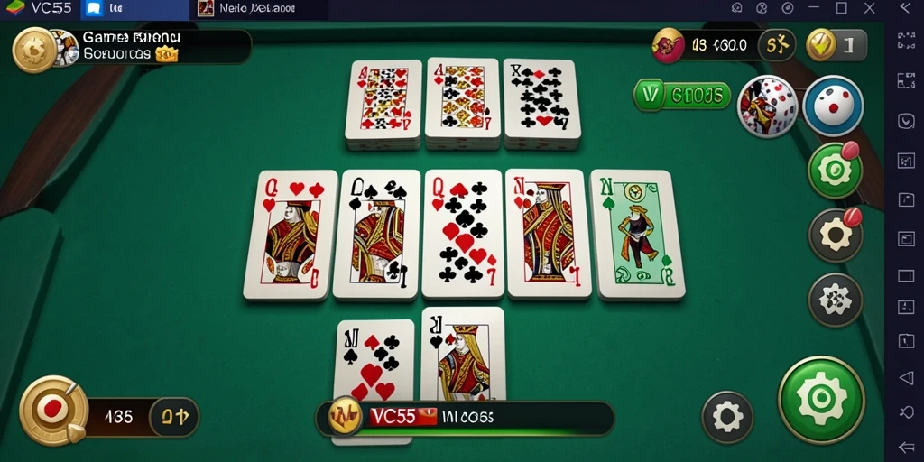 Tangkapan layar dari gameplay VC55 yang menampilkan suasana permainan domino.