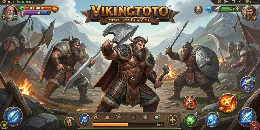 Tampilan epik dari gameplay pertarungan Viking yang memukau.